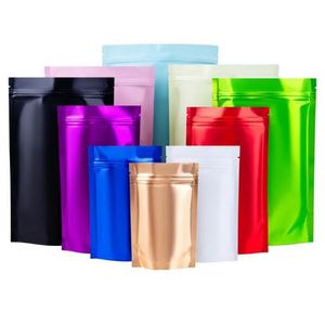10 couleurs thermoscellées emballage sacs feuille d'aluminium Mylar Tear Notch noir mat couleur Stand Up sac en gros