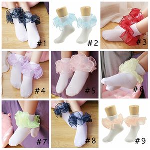 10 colores Niños Bebé Calcetines Accesorios Niñas Algodón Encaje Volantes tridimensionales Calcetín infantil Calcetines para niños pequeños Ropa para niños Regalos de Navidad WLL1361