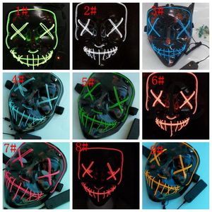 10 couleurs LED Glowing Mask Halloween Party Light up Cosplay Glowing in The Dark Mask Horror Glowing Mask KKA7536