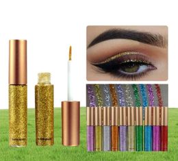 10 colores Sombra de ojo líquido Profisional Completa Metálico Metálico brillante Ojos ahumados de ojos Improiector impermeable delineador de ojos líquido Handaiyan9846614