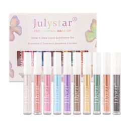 10 couleurs Liquid Glitter Eye Shadow Set Pearlescent Matte Sparkling Smokey Eye Looks Shimmer Séchage rapide Ombre à paupières longue durée