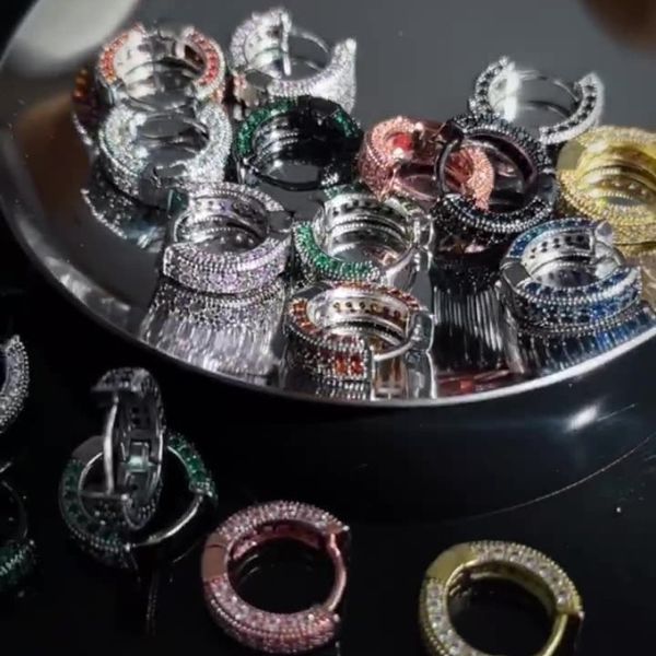 10 colores Hombres Mujeres Pendientes encantadores Joyería Chapado en oro Bling CZ Studs Pendientes Aros para niñas Mujeres para fiesta Boda Bonito regalo