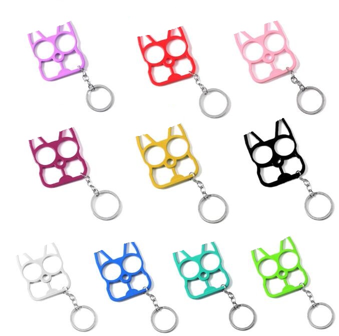 10 Colors Multifunctional Defense Cat Keychain Cartoon Cats Finger Tiger Set Two Buckle Self-defense Broken Windows Machine Buckle Pendant