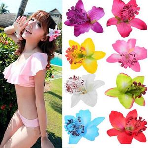 10 Couleurs Orchidée Cheveux Fleur Grip Pin Slide Bridal Wedding Head Clip Headpiece 50pcs177v