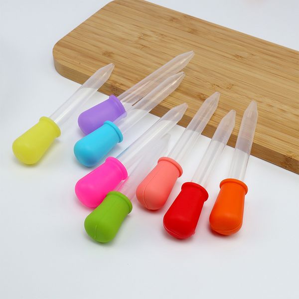 10 couleurs autres verres 5 ml compte-gouttes liquides en silicone pipettes en plastique transfert pipette avec pointe d'ampoule pour huile de bonbons cuisine enfants gommeux faisant le moule FHL346-ZWL692