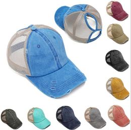 10 kleuren paardenstaart baseball caps gewassen katoenen rommelige broodje zomer trucker pony hat unisex vizier hoeden outdoor snapback cap voor vrouwen mannen strand toerisme