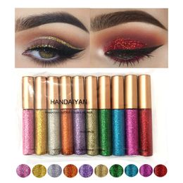 10 couleurs / Set Glitter Shine Eyeliner Pen Maquillage Couleur Eye Liner Crayon Liquide Diamant Sparkle Argenté Or Eyeliner Glow Pen 240106