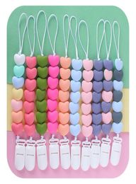 10 couleurs Silicone Love Heart Shape Pacificier Clips de chaîne bébé Clips de perle drôle Clips Soother Chain Tolders pour les fournitures d'alimentation B4521988