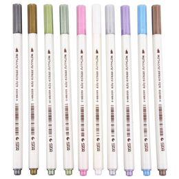 10 colores STA FINELINER Marcador metálico Pen Liner de bolígrafos de la punta de la punta del pincel Diario para dibujar suministros de artículos de papelería escolar