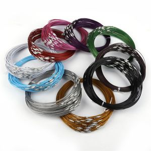 Chaînes de colliers en fil d'acier inoxydable, 10 couleurs, pour bijoux, bricolage, 1mm x 18 