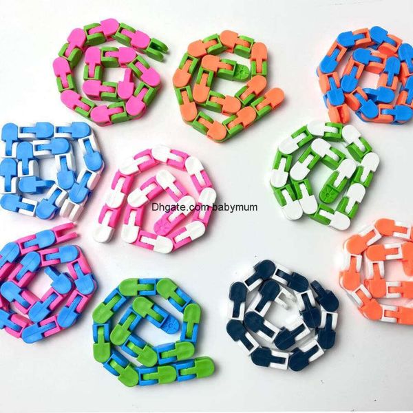 10 estilos de colores 24 enlaces Pistas locas Rompecabezas de serpientes Snap And Click Sensory Fidget Toys Ansiedad Alivio del estrés Necesidades de TDAH Fiesta educativa Mantiene los dedos ocupados