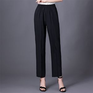 10 kleuren zomer vrouwen potlood broek hoge taille casual stretch rechte vrouwelijke zwarte enkellange broek 210925