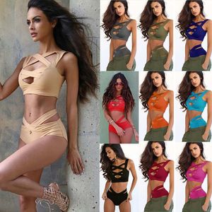 10 couleurs Summer Femme's Style Sexy Swearwear Casual Casual Two-Piece Set Swimsuit Lady Sexy Bikini Swimsuits SIZE S-XL