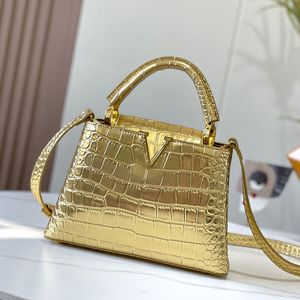 27/31cm Crossbody Handtas Alligator Dames Handtassen 10 Kleuren Schoudertassen Dames Tote Bags Flap Purse Echt leer Afneembare riem Letter Goud Hardware Pouch