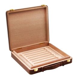 Boîte à cigares marron de 10 unités, étui à cigares Portable doublé de bois de cèdre pour voyage en plein air, accessoires pour cigarettes
