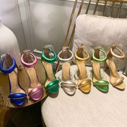 Sandalias de tacón de aguja entregadas de 10 días para mujer Gianvito Rossi Diseñador de lujo Zip de vestido de tacón alto de tacón de cuero genuino de moda