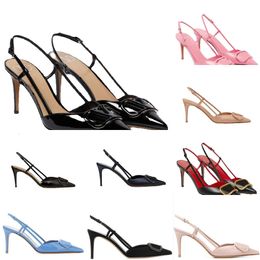 10 jours livrés femmes sandales talons V-vs Signature Slingbacks Cuir Slingback Pumps Luxury Sandales Womens High Heels Senior Fashion Designer Shoes Lettre 35-42