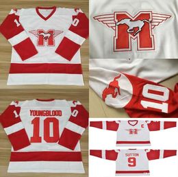 10 Dean Youngblood Hamilton Mustangs Hockey''nhl''Jerseys 9 SUTTON Moive Wit Rood Alle Gestikte Heren Uniformen Snelle Verzending