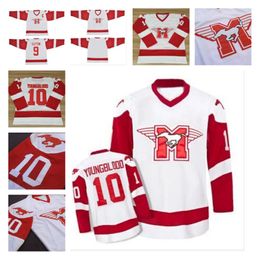 10 Dean Youngblood Hockey Jerseys Hamilton Mustangs 9 Sutton Movie All Stiched Men's Jersey Uniforms White Red