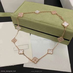 10 Diamond Clover Brand Fashion Cleef Hoogwaardige Gold Designer ketting met doos voor damesjuwelen 0B95