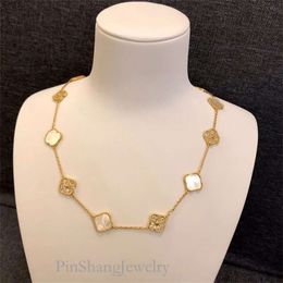 10 Diseñador de diamantes Flor de trébol Mujeres Hombres Collares Collar con dije de cadena Sier Oro rosa Plateado Gold0156