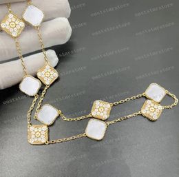 Designer ketting klaver ketting charme 18k roségoud verzilverde 10 motief shell diamant hanger voor vrouwen meisje valentijn verloving designer sieraden cadeau