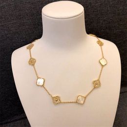 10 Collar de diamantes Moda Clásico Collar de trébol Encanto 18K Oro rosa Chapado en plata Colgante de ágata para mujer Chica San Valentín Eng Xvlj