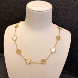 Collier de 10 diamants à la mode, classique, trèfle, breloque, pendentif en agate plaqué or rose, pour femmes, filles, fiançailles, cadeau de créateur de bijoux