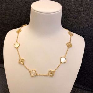 10 Collar de diamante Fashion Clover Collar Charmelio 18K Rose Gold Silver Agata Colgante para mujeres Valentín Valentín Diseñador de joyas de amor regalo
