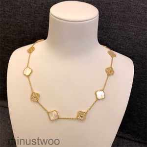 10 diamanten ketting mode klassieke klaver ketting bedel 18k rosé goud verzilverd agaat hanger voor vrouwen meisje Valentijnsdag verloving ontwerper sieraden gif FWXV