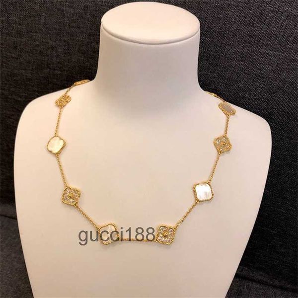 Collar de 10 diamantes Collar de trébol clásico de moda Colgante de ágata chapado en oro rosa de 18 quilates para mujer Chica Joyería de compromiso Gif MN1 5NEC 5NEC