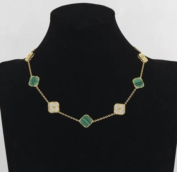 Collar de 10 diamantes Collar de trébol clásico de moda Encanto Colgante de ágata chapado en oro rosa de 18 quilates para mujer Regalo de joyería de diseñador de compromiso de San Valentín de lujo