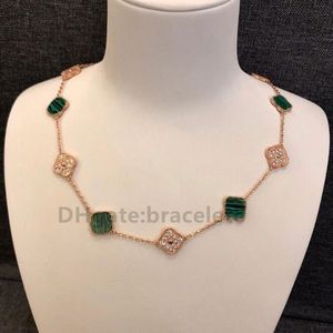 10 diamanten ketting luxe sieraden klaver ketting bedel 18K rosé goud verzilverd agaat hanger voor damesmeisje Valentijnsdag verloving ontwerper sieraden cadeau