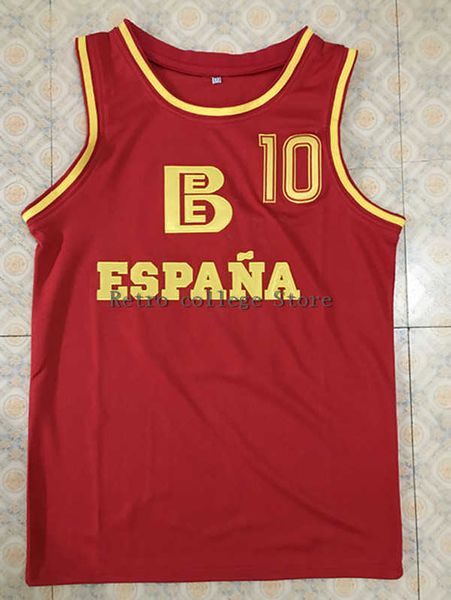 Maillot de basket-ball de l'équipe nationale espagnole #10 Fermando Martin, broderie cousue, personnalisé avec n'importe quel numéro et nom