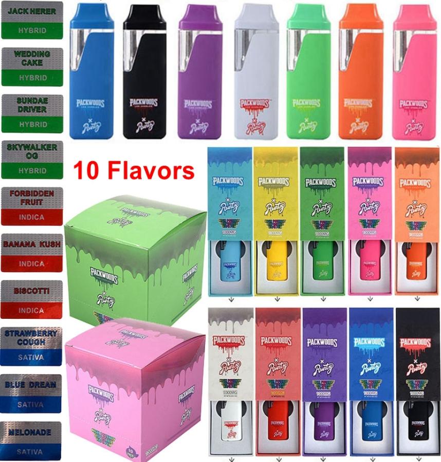 10 Flavors Runtz X Packwoods Runty Rechargeable Disposable Vape Pen 380mAh Battery 1ml 1g 1 Gram Empty Pods For Thick Oil E Cigare8075173