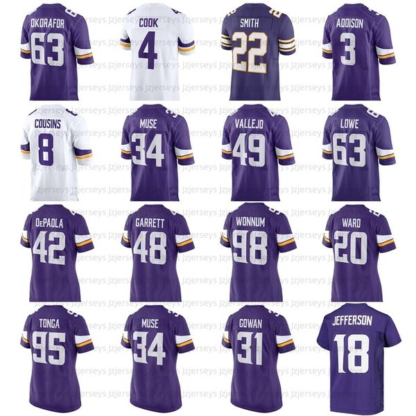 10 Fran Tarkenton Maillot de football John Randle Chris Garrett Chim Okorafor Camryn Bynum Byron Murphy Jr Bryant Koback Brian Oneill Brian Asamoah Bisi Johnson Whitley