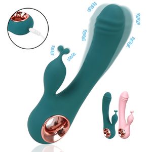 10 frequentie Dildo Rabbit Vibrator voor Vrouwen USB Oplaadbare Vaginale Anale Massager G Spot Clitoris Stimulatie Aldult sexy Speelgoed