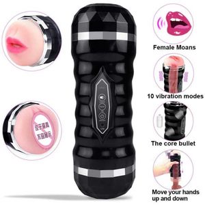 10 fréquence vibration massage hommes entièrement automatique avion tasse son interactif adulte sex toy