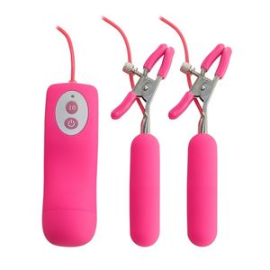 10 FUNCTIE SILICONE BORST TIPPLE CLAMP CLIPS Dubbele bullet eieren vibrator stimulators seksspeeltjes voor vrouwen y1893002