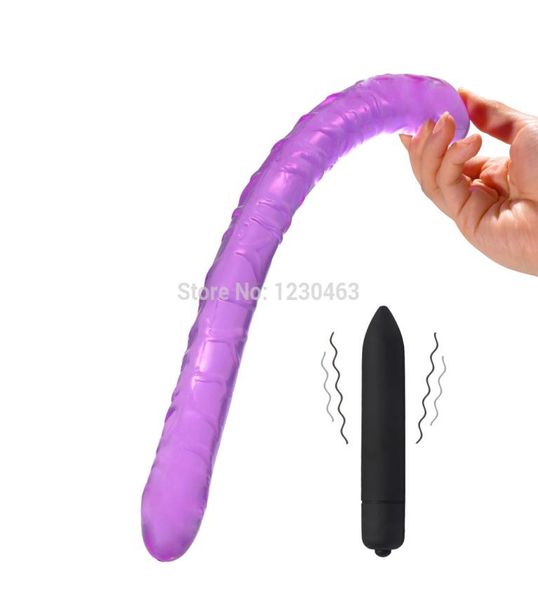 10 Fonction Bullette de vibratrice pour femmes lesbiennes longs doubles gières à double gode flexible Soft Vagin anal Plug Plug Sex Toys MX1912184111644