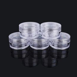 Bouteilles de 10 grammes Pots en plastique de 0,35 oz Récipient rond en acrylique transparent pour voyage, cosmétique, maquillage, perle, échantillon, baume à lèvres, bonbons, herbes, ombre à paupières 10 g / 10 ml