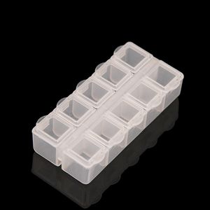 10 Grille En Plastique Nail Outil Bijoux Boîte De Rangement Strass Organisateur Conteneur Cas Ongles Art Fournitures DH9558