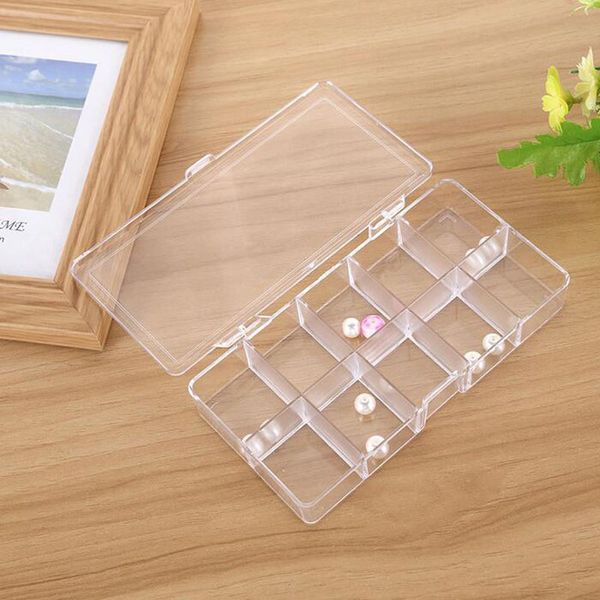 10 Grilles Acrylique Transparent Vide Boîte De Rangement Perles Bijoux Décoration Nail Art Affichage Conteneur Cas ZA5624