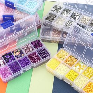 10 grilles de graines de verre kit de perles de tubes hélicoïdaux se paillettes d'imitation des perles de perle pour bracelet bricolage bijoux aiguille de fabrication 231227