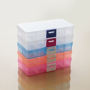 Boîte de rangement de bijoux à 10 grilles, présentoir en plastique Transparent, support organisateur pour perles, bagues, boucles d'oreilles, bijoux LX78