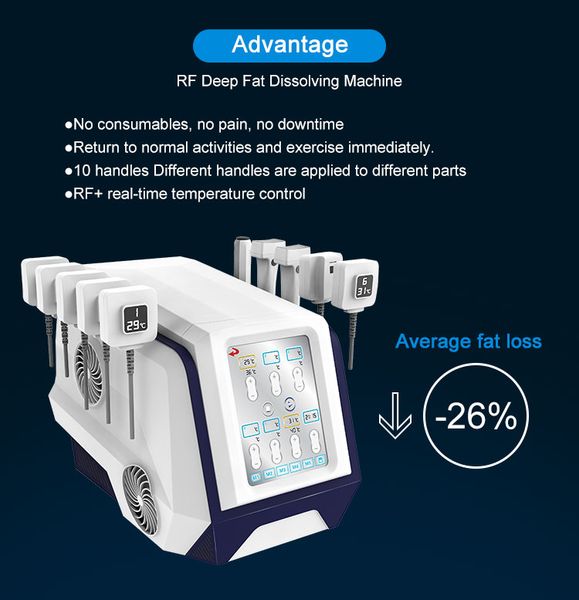 10 poignées Portable 6D monopolaire RF amincissant la machine à radiofréquence chaude perte de graisse efficace double échine élimination des rides lifting de la peau pour l'équipement de salon