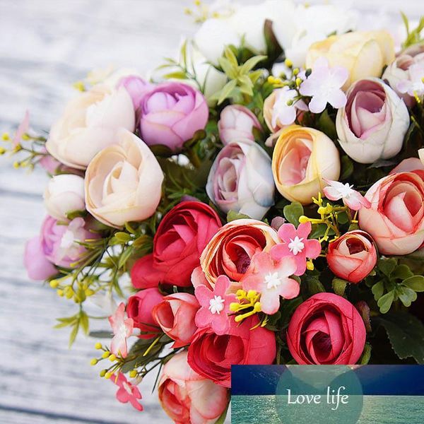 10 Têtes Vintage Artificielle Rose Soie Fleur Décor À La Maison Artisanat Fleurs Real Touch Fleurs Élégant Rose Bouquets pour Le Mariage De Mariée