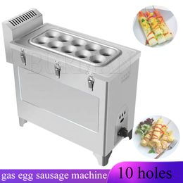 10 Gaten Eierworst Roll Machine Processor Gas Sectie Commerciële Snack Machine Hot Dog Boiler Eierworst Maker