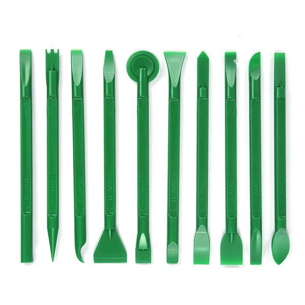 Ensemble d'outils de réparation verts 10 en 1, assemblage et démontage, pour iPhone, téléphone portable, ordinateur portable, PC, outil d'ouverture à levier en plastique à Double tête