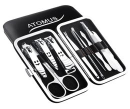10 en 1 ATOMUS Nail Manucure Set Mode en acier au carbone tondeuses flexibles Manucure Sui Mode Outils de beauté Pédicure Couteau Cut Suits2236328